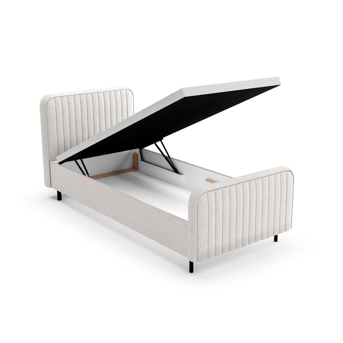 POLSTERBETT Lami 90x200, Einzelbett mit Bettkasten, ohne Matratze, Creme - Creme/Schwarz, Textil/Metall (90/200cm) - Beautysofa