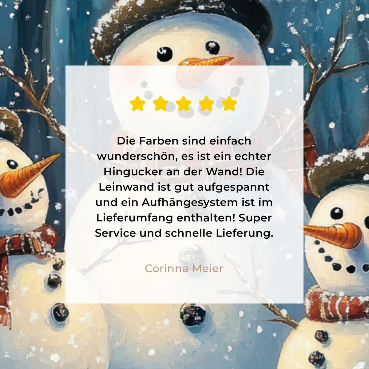 LEINWANDBILD Schneemann - Schnee - Winter - Wald Groß 140x90 cm - Hellblau, Textil (140/90cm) - MuchoWow