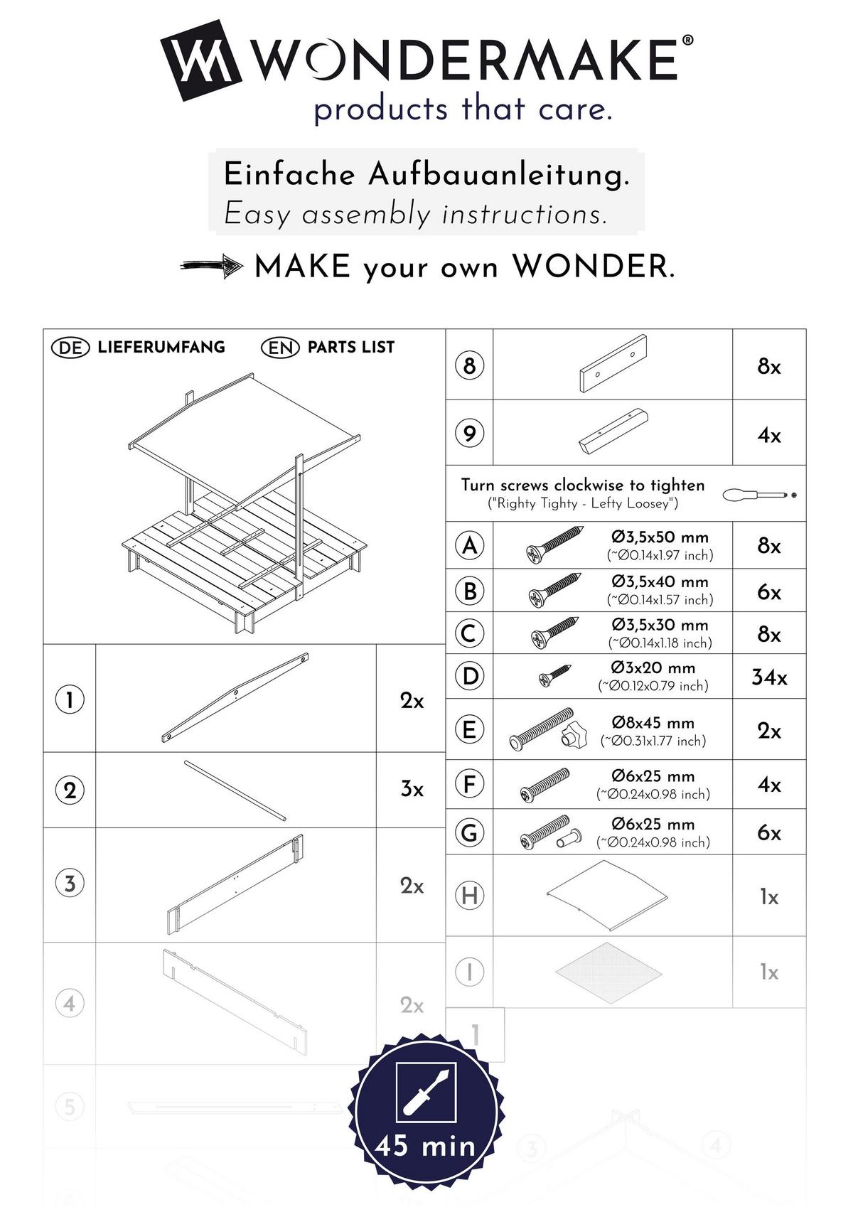 SANDKASTEN soldere1 - Weiß, Holz (120/120/29cm) - WONDERMAKE