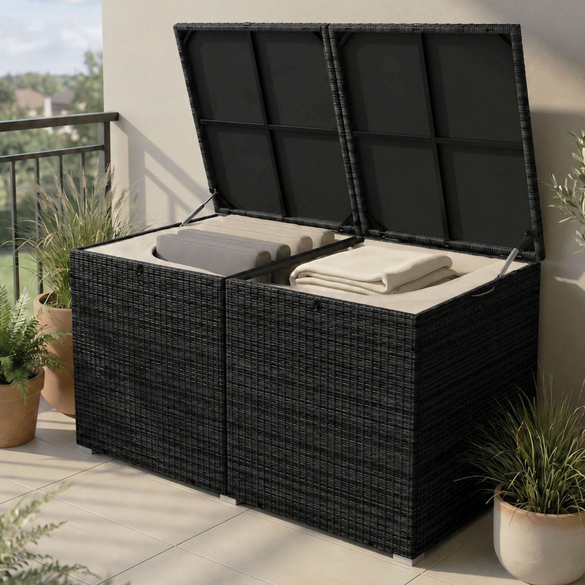 AUFLAGENBOX Ikaria schwarz - Schwarz, Kunststoff (145/80/83cm) - Juskys