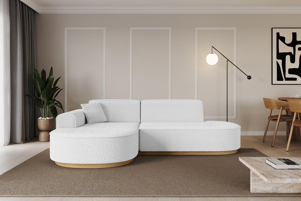 ECKSOFA Ottomane Links MARI-L1-v2 - 243x171x83 cm Weiß Bouclé - Weiß, Holzwerkstoff/Textil (243/171cm) - ALTDECOR