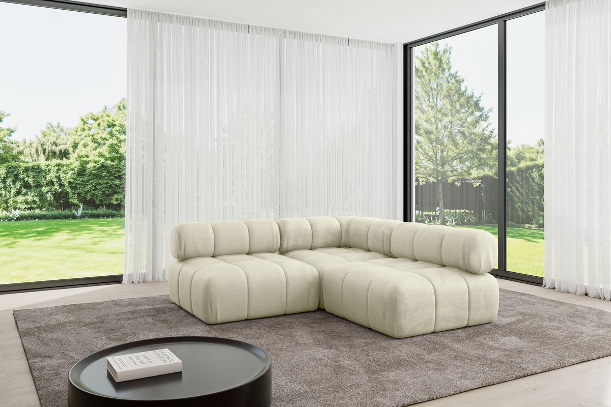 ECKSOFA modulares Sofa Samaro-L1 - 190x190x70 cm Beige Velours - Beige, Holzwerkstoff/Textil (190/190cm) - ALTDECOR