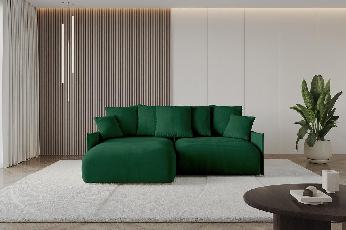 ECKSOFA Ottomane links ONESK-L-v1 216x177x72 Grün Velours - Grün, Holzwerkstoff/Kunststoff (216/177cm) - ALTDECOR