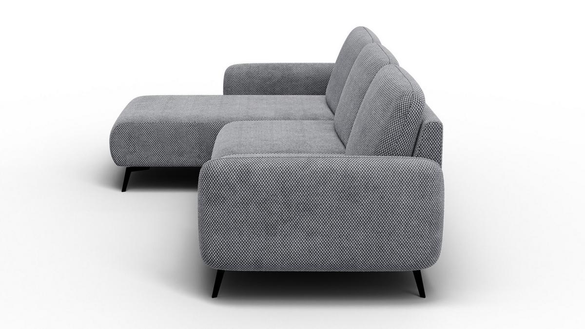 ECKSOFA FEBE 4-Sitzer links, grau - Schwarz/Grau, Holz/Textil (264/157cm) - Wozimo