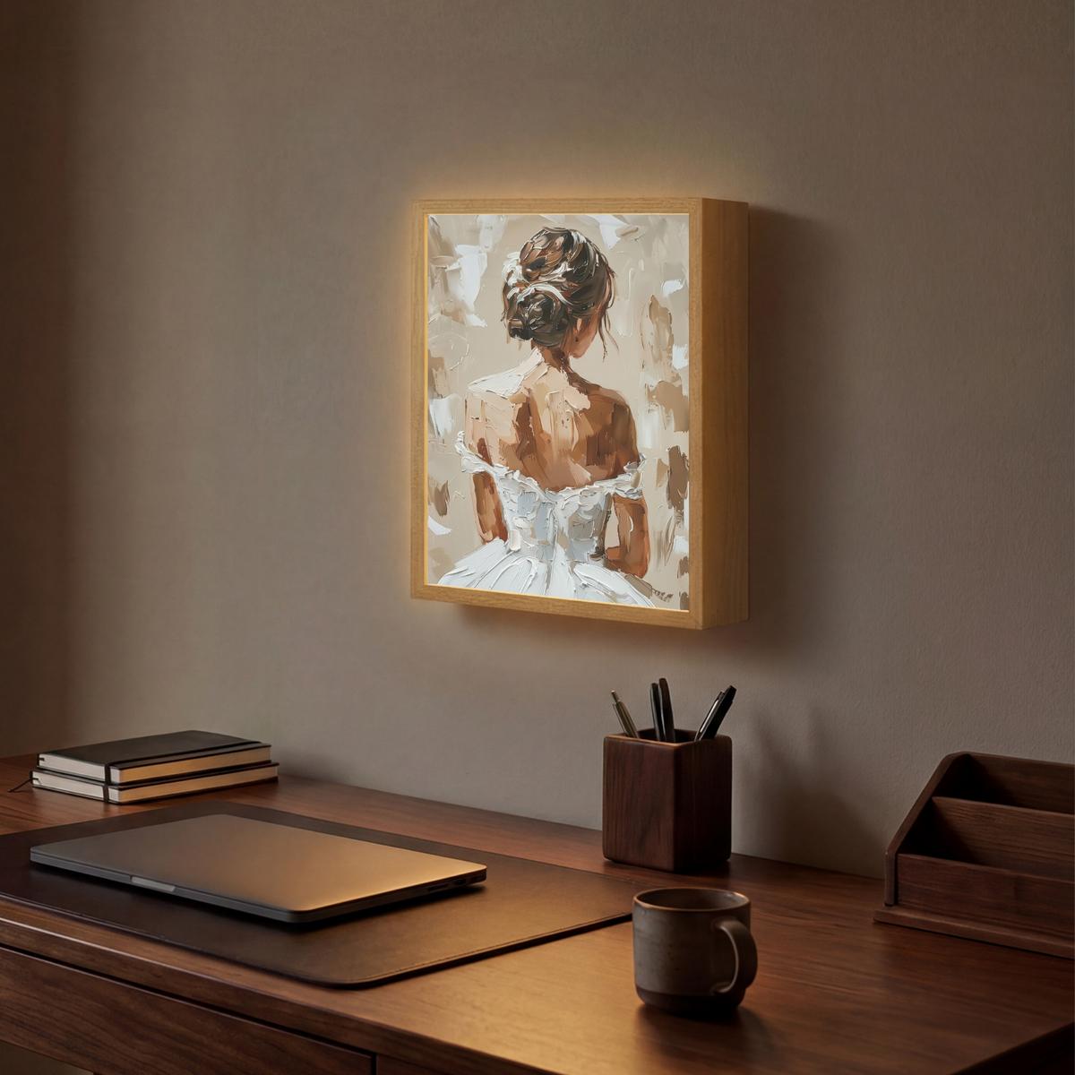 WANDLEUCHTE MIT AKKU Frau - Farbe - Abstrakt - Beige - Modern 30x40 cm - Hellbraun, Holzwerkstoff (30/40/8cm) - OnlyWow