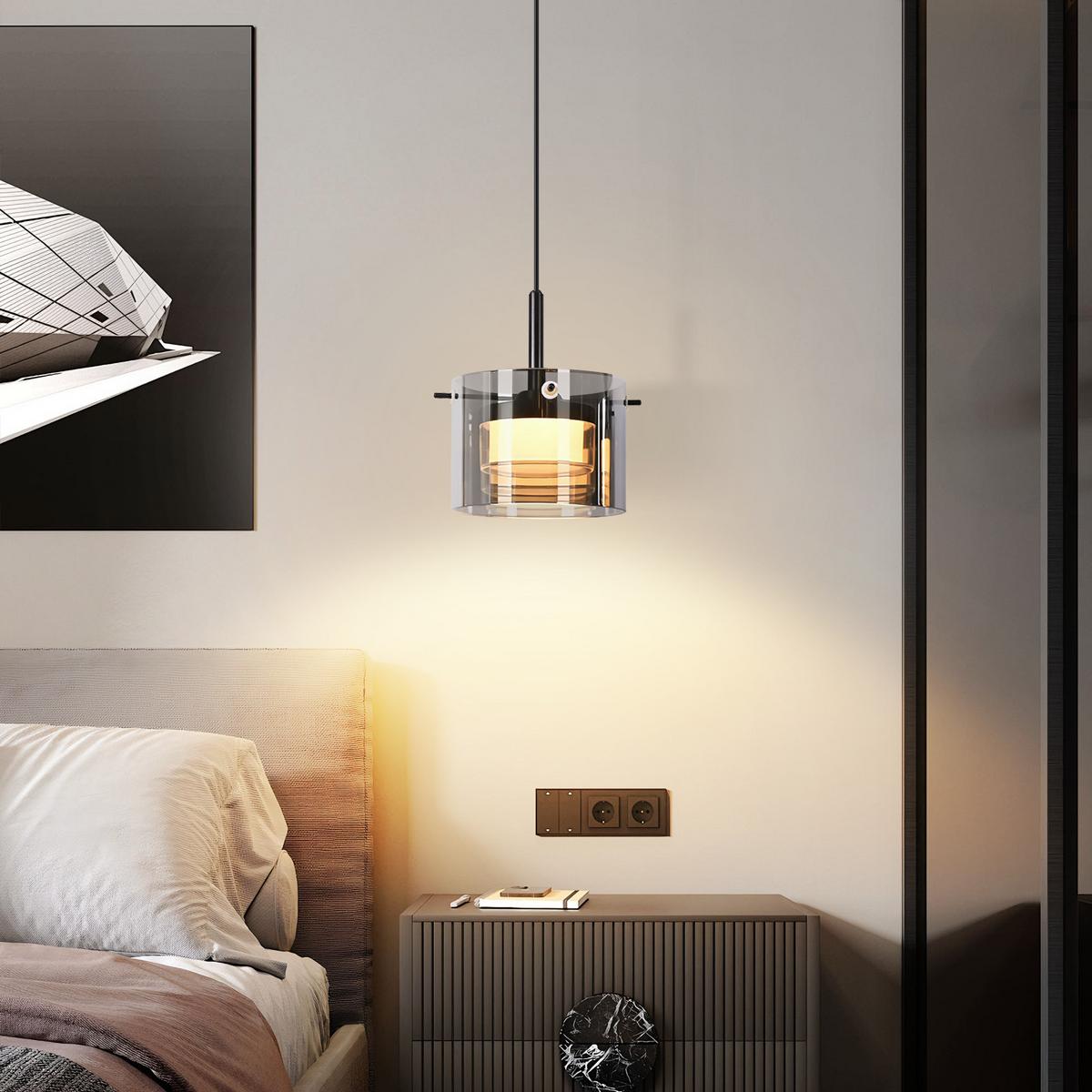 PENDELLEUCHTE Azaryn 12/12/160 cm - Schwarz, Glas/Metall (12/12/160cm) - ZMH