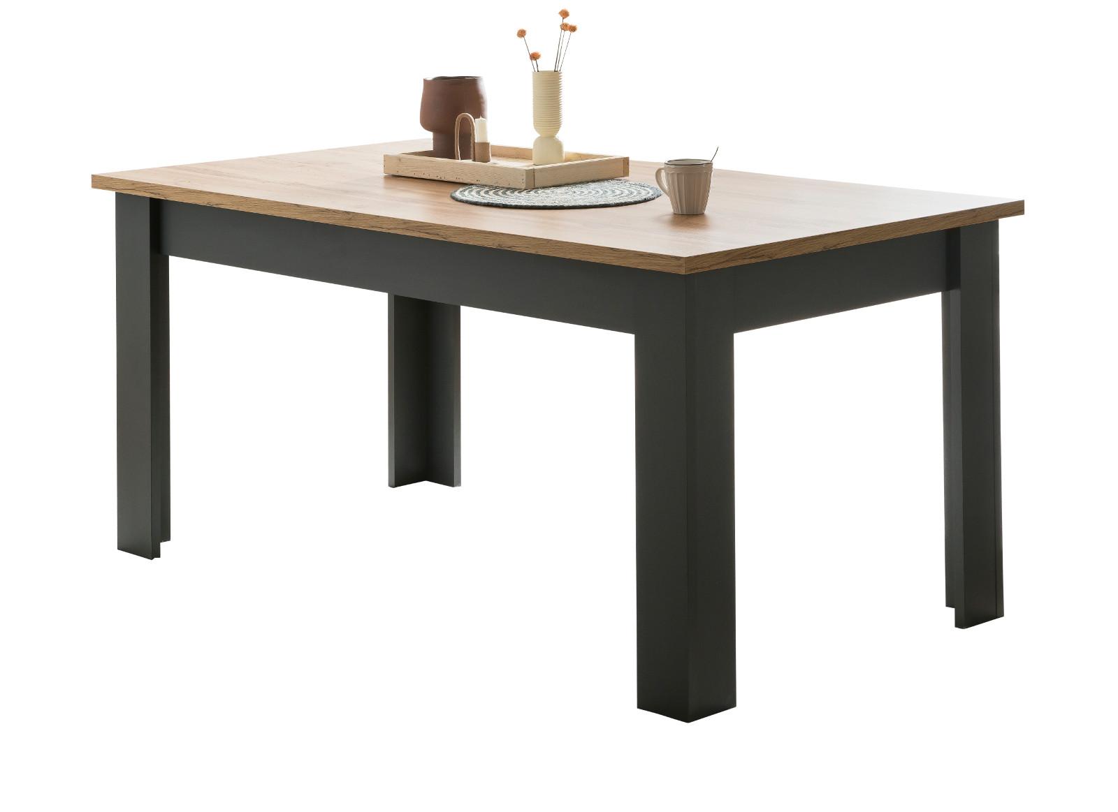 ESSTISCH grau, Eiche Wotan, Landhaus 160 cm, Küchentisch für bis zu 6 Personen - Eiche Wotan/Grau, Holzwerkstoff/Kunststoff (160/90/76cm) - Furn.Design