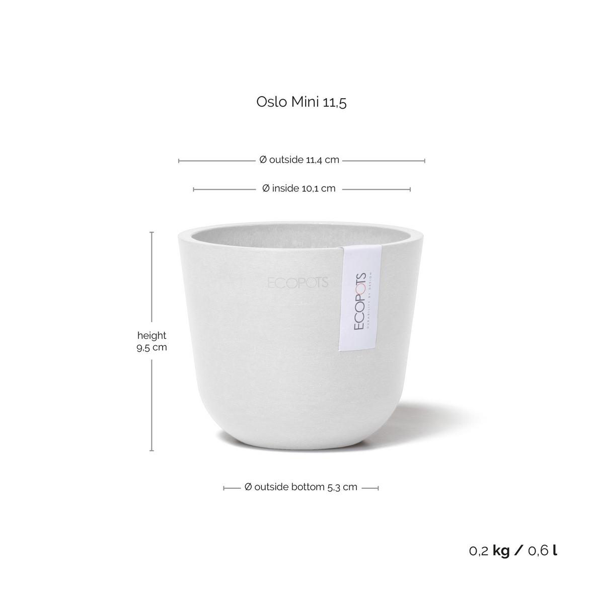 BLUMENTOPF Oslo Mini 11,4/9,5 cm Weiß - Weiß, Kunststoff (11.4/9.5cm) - Ecopots