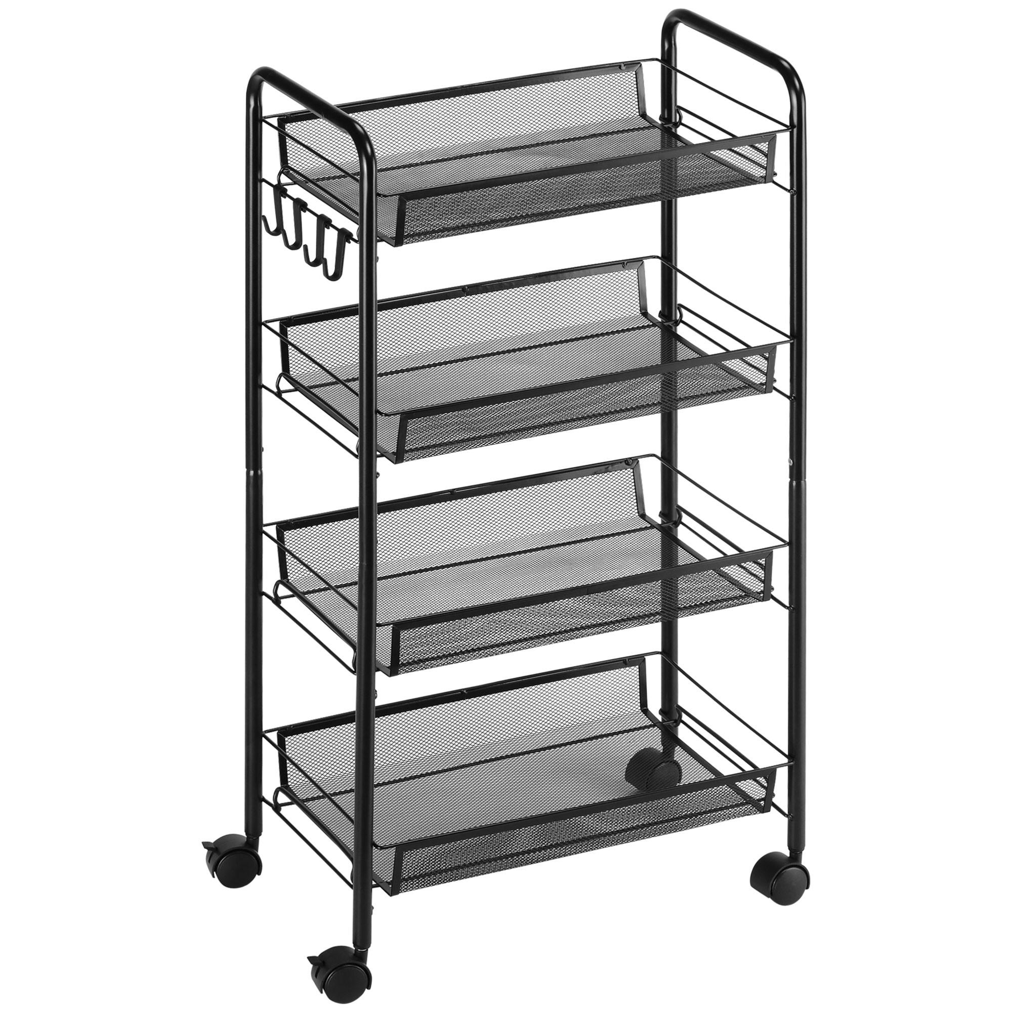 SERVIERWAGEN abnehmbar, Stahl, Schwarz - Schwarz, Metall (26.5/84/45cm) - HOMCOM