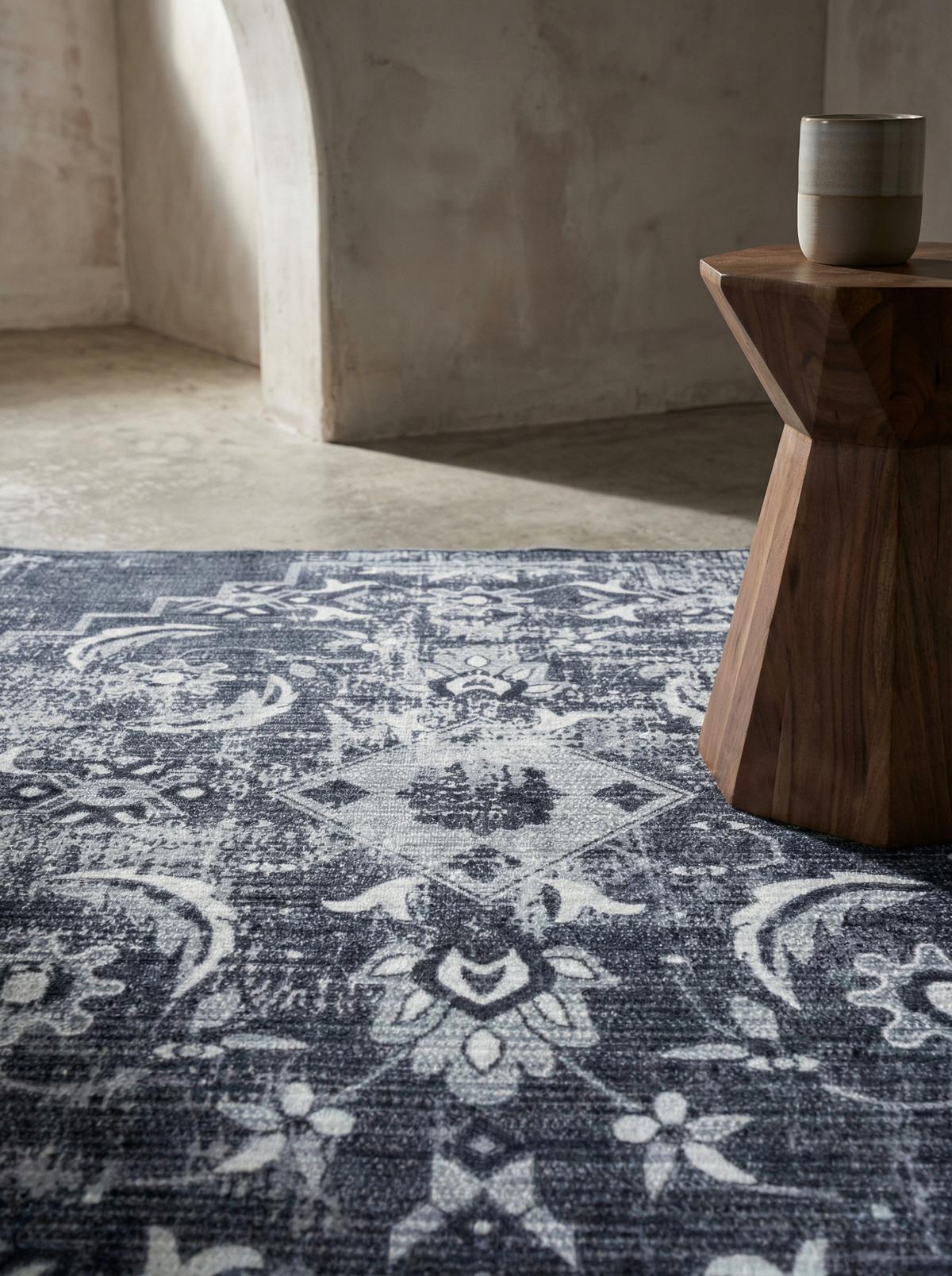 TEPPICH Flachgewebe Waschbar PIZOL in Schwarz, orientalisch, 140 x 200 cm - Schwarz, Textil (140/200cm) - KADIMA DESIGN
