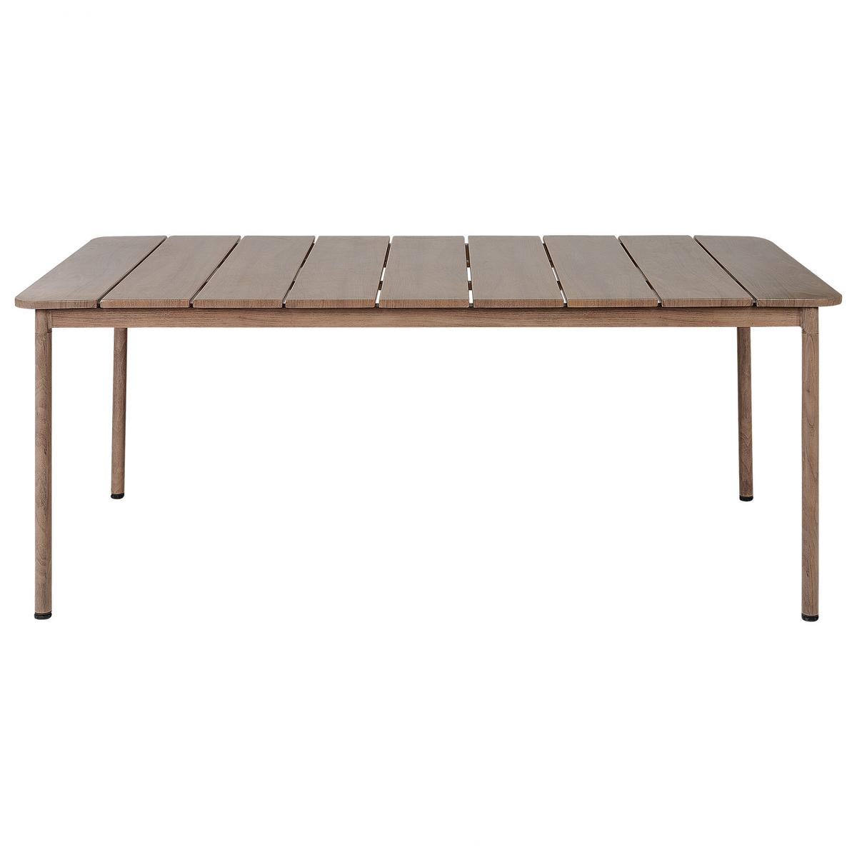GARTENTISCH 6-Sitzer Dunkler Holzfarbton Flavia - Dunkelbraun, Metall (96/185/76cm) - Beliani