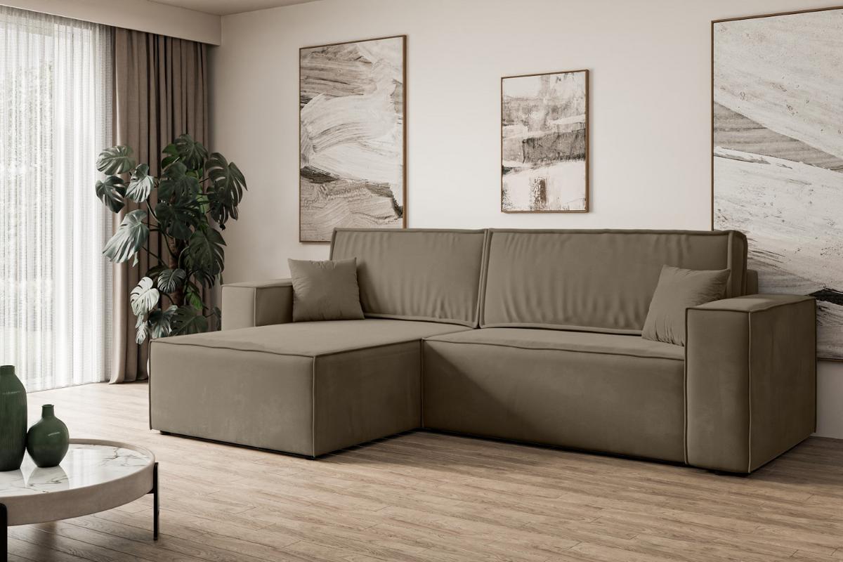 ECKSOFA mit Schlaffunktion und Bettkasten CELTIC-XL - 277x143x83 cm Braun Velours - Schwarz/Braun, Holzwerkstoff/Kunststoff (277/143cm) - ALTDECOR
