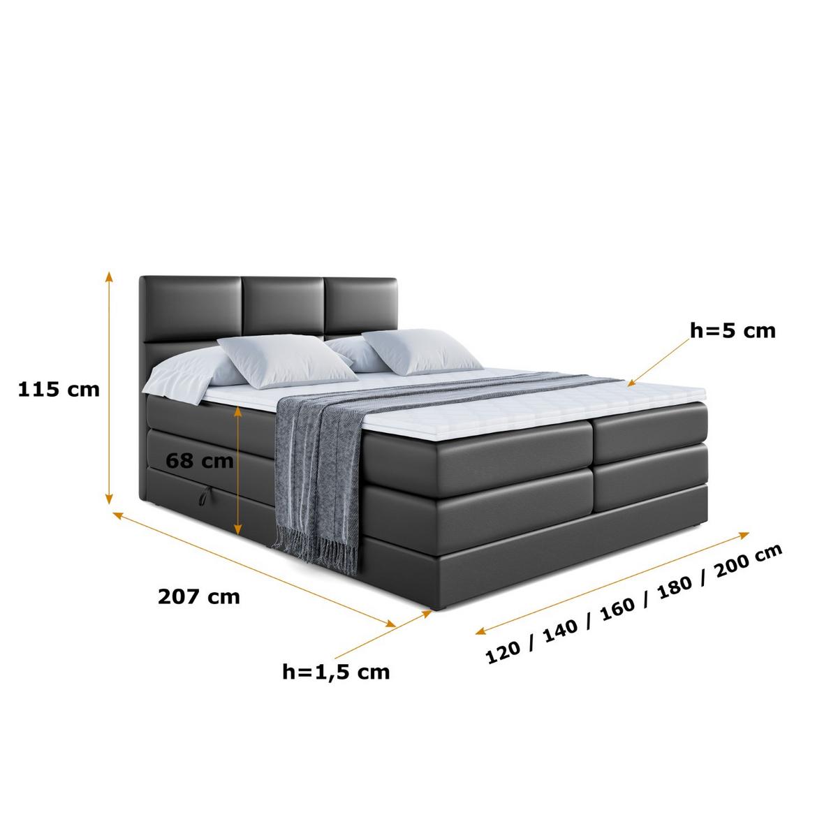 BOXSPRINGBETT OHIO KING - 180x200 - H3/H4 - Schwarz Hochglanz - Schwarz Hochglanz, Holzwerkstoff (180/200cm) - ALTDECOR