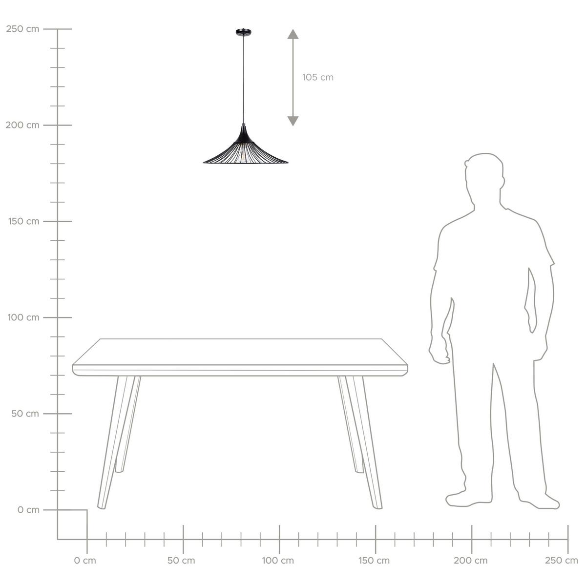 HÄNGELEUCHTE Giona 40/40/128 cm - Schwarz, Metall (40/40/128cm) - Beliani