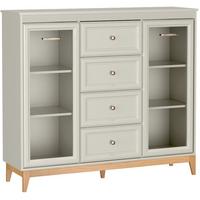 VITRINE Charlott mit 4 Schubladen und 2 Türen, mit LED-Beleuchtung - Kaschmir/Eichefarben, Holz/Holzwerkstoff (141.5/125.5/40.5cm) - Beautysofa