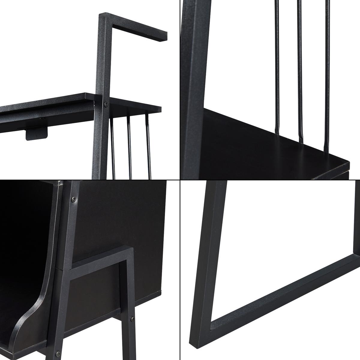 SCHREIBTISCH Storfjord - Schwarz, Holzwerkstoff/Metall (40/80/183.5cm) - [en.casa]