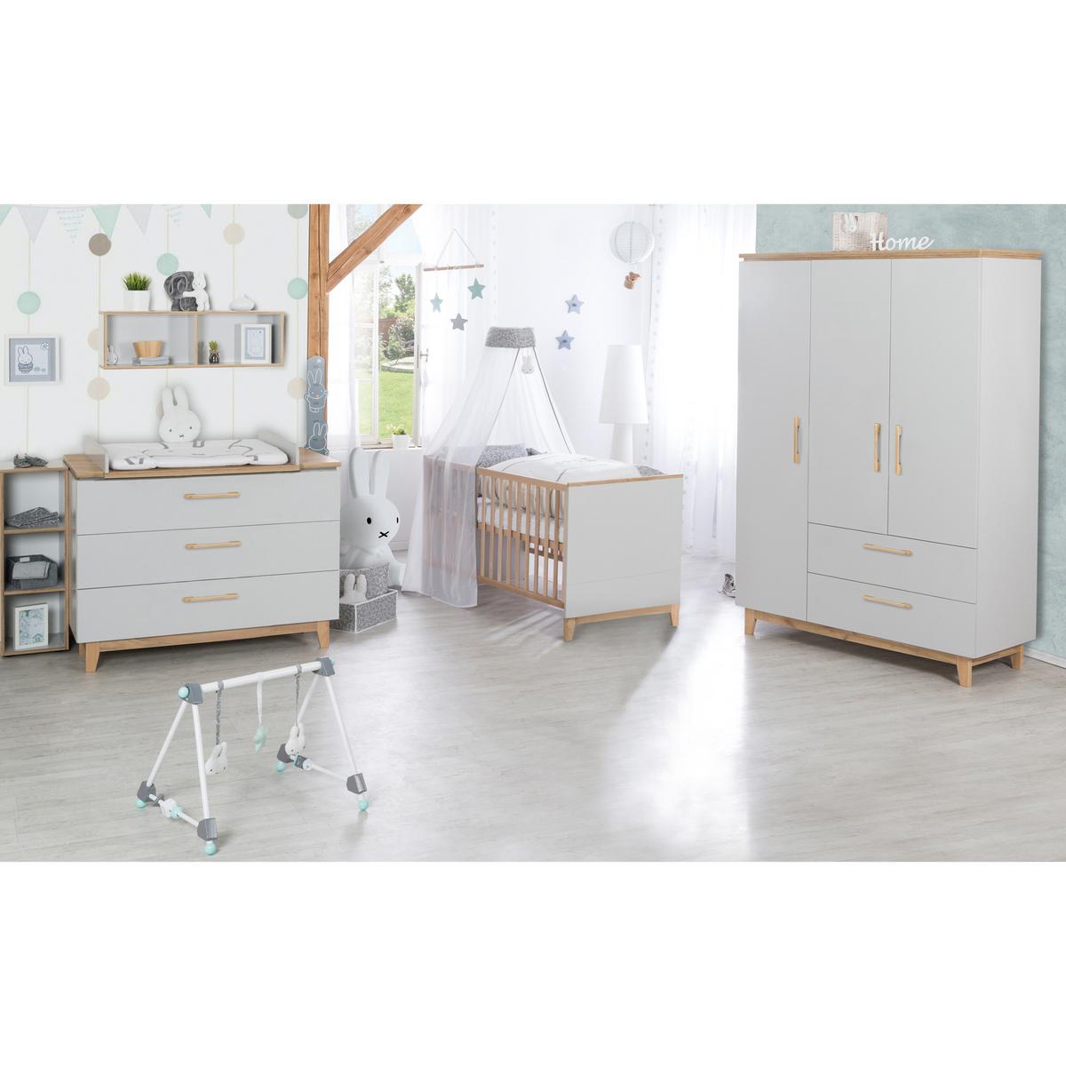 BABYZIMMER-SET Caro I 3-teilig - Hellgrau, Holzwerkstoff (78/89/144cm) - Roba