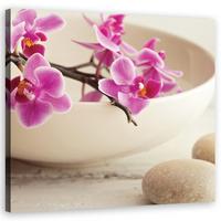 WANDBILD rosa orchideen vase - Lila, Textil (30/30cm) - Feeby