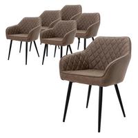 ESSZIMMERSTUHL 6er Set Braun Kunstleder - Schwarz/Braun, Kunststoff/Metall (63/80/60cm) - ML-DESIGN