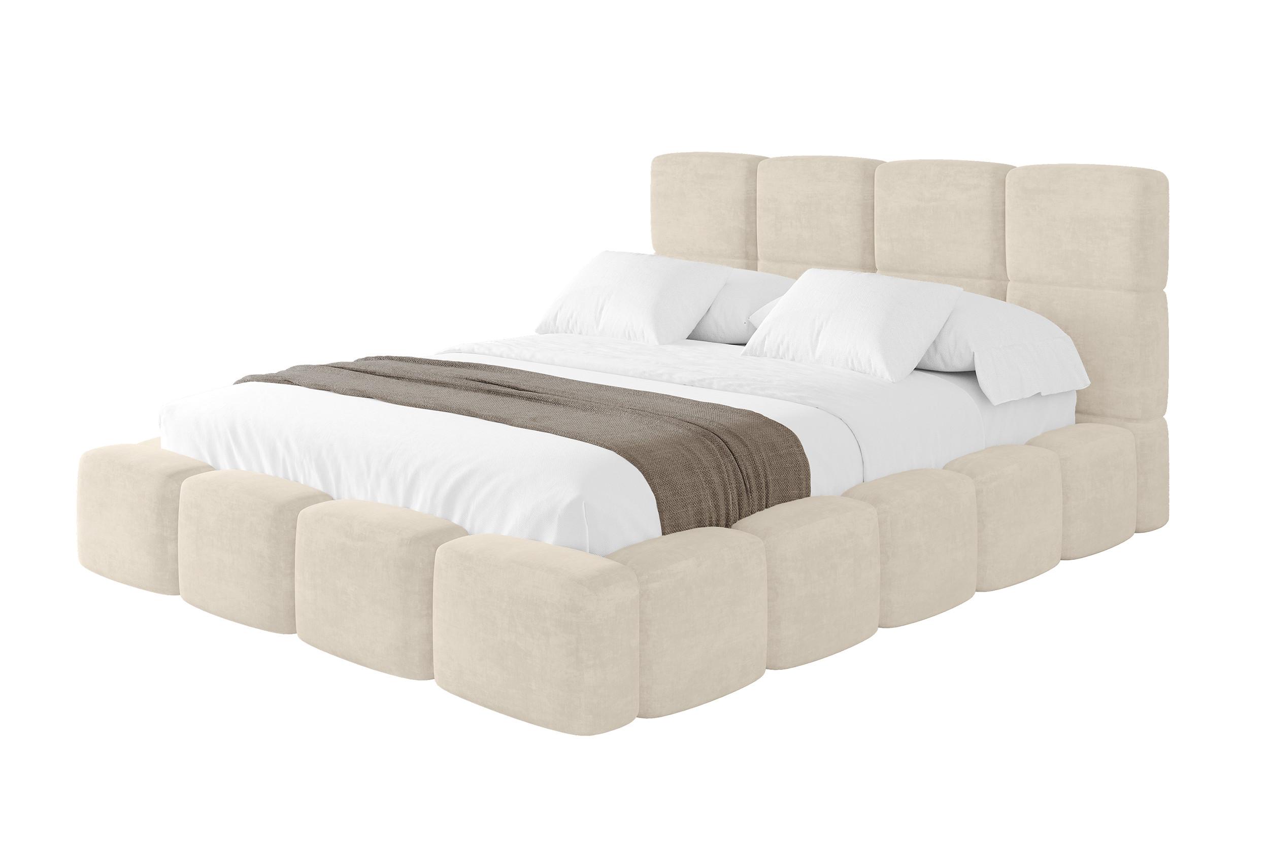 POLSTERBETT mit Bettkasten und Lattenrost, Bett mit Kopfteil, Boxbett ohne Matratze, Doppelbett mit Stauraum - NATA 160x200 Beige - Cappuccino, Holzwerkstoff/Textil (160/200cm) - ALTDECOR