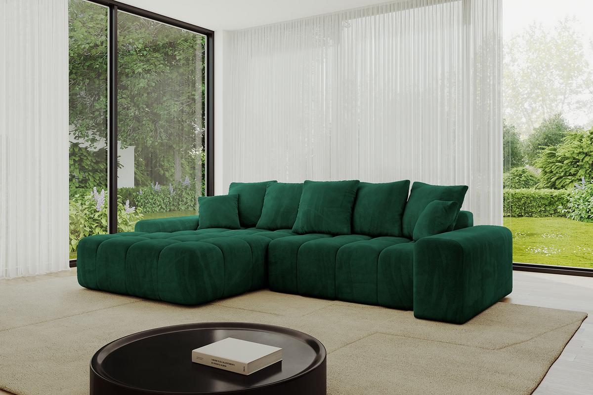 ECKSOFA Ottomane Links ENSI-L - 267x164x69 cm Dunkelgrün - Dunkelgrün, Holzwerkstoff/Kunststoff (267/164cm) - ALTDECOR