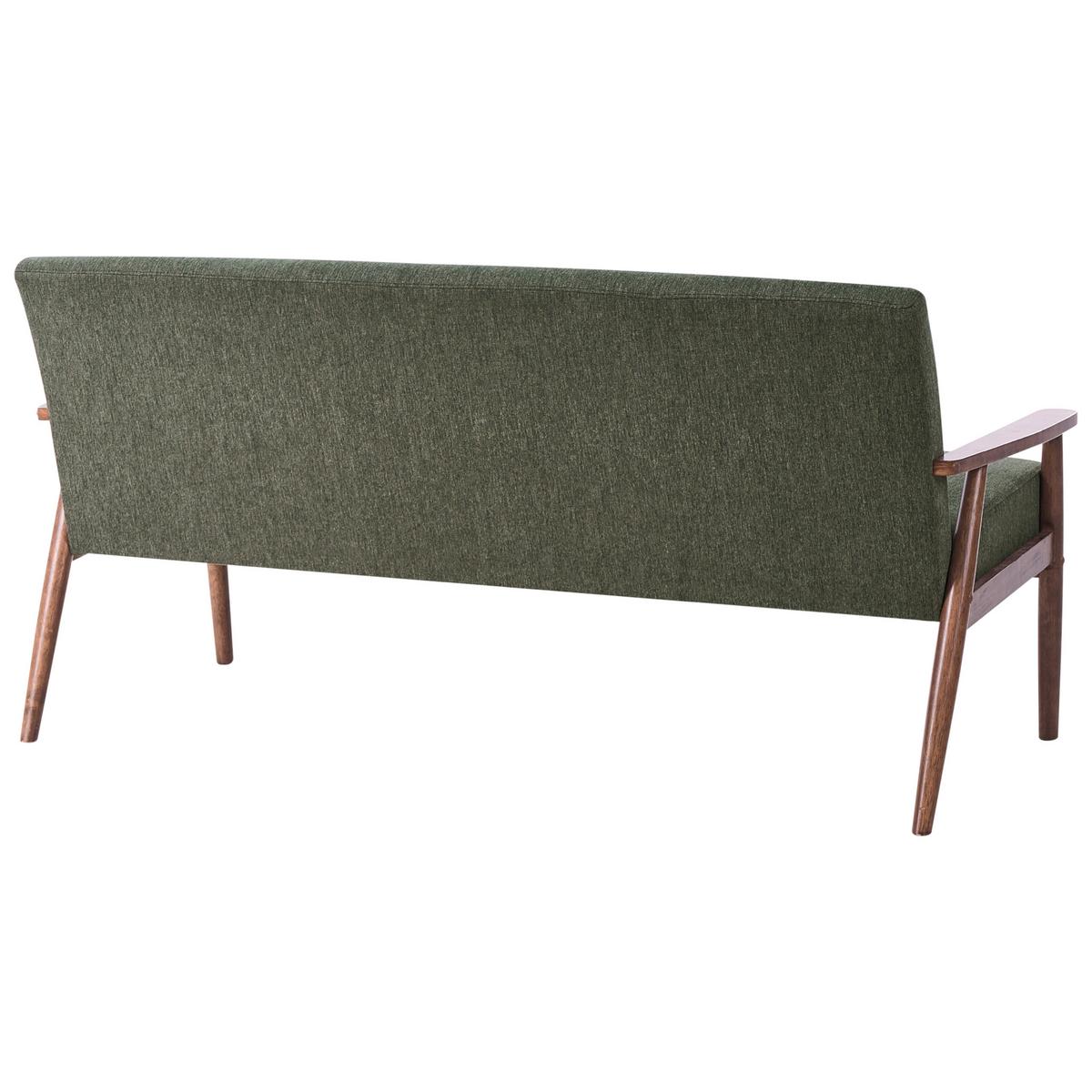 SOFA 3-Sitzer Dunkelbraun/Grün Esrum - Dunkelbraun/Grün, Holz/Textil (151/79/72cm) - Beliani