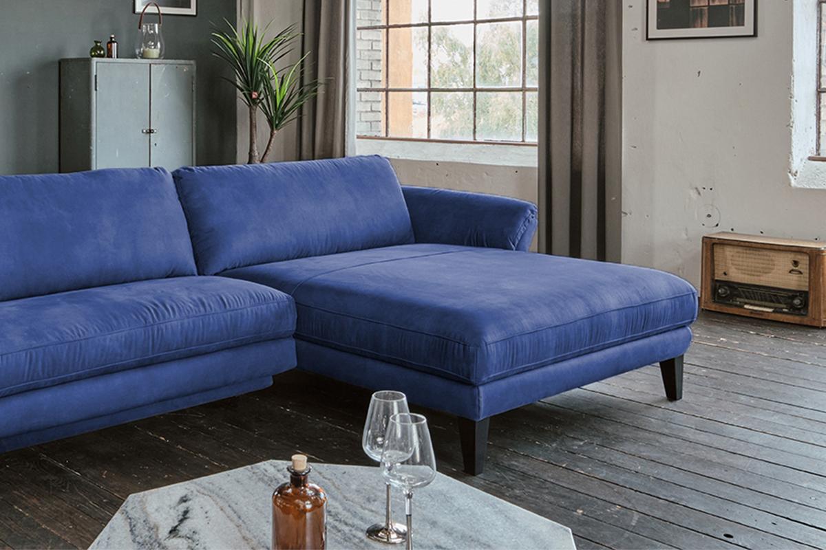 ECKSOFA MIT MOTORISCHER RELAXFUNKTION MALTA Blau Webstoff Relaxfunktion - Blau/Schwarz, Buchenholz/Textil (302/175cm) - KAWOLA