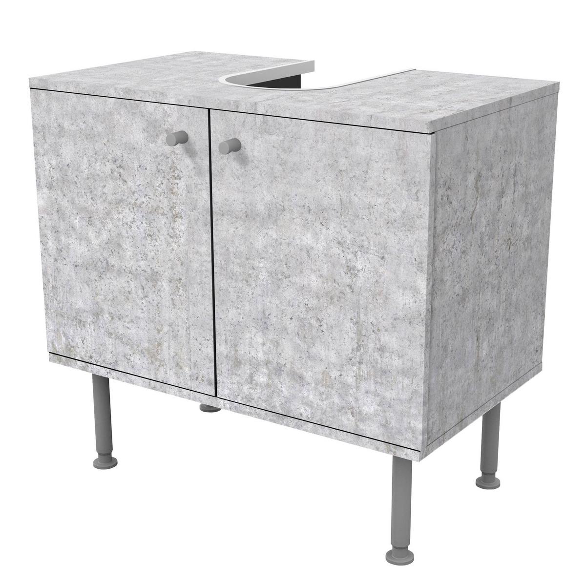 WASCHBECKENUNTERSCHRANK Beton Ciré Tapete 60/55/35 cm - Grau, Holzwerkstoff (60/55/35cm) - Bilderwelten