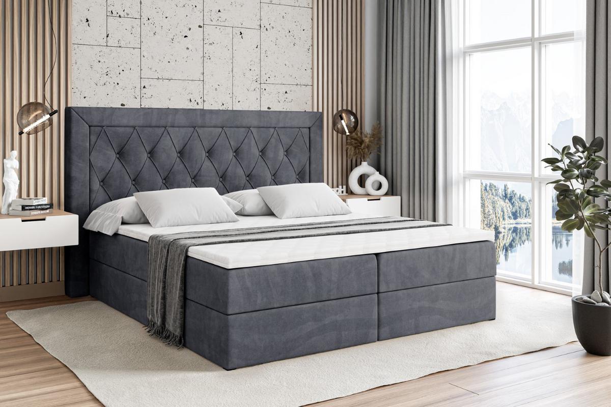 BOXBETT mit H4-Matratze und Lattenrost - NOEL - 140x200 Dunkelgrau - Dunkelgrau, Holzwerkstoff (140/200cm) - ALTDECOR