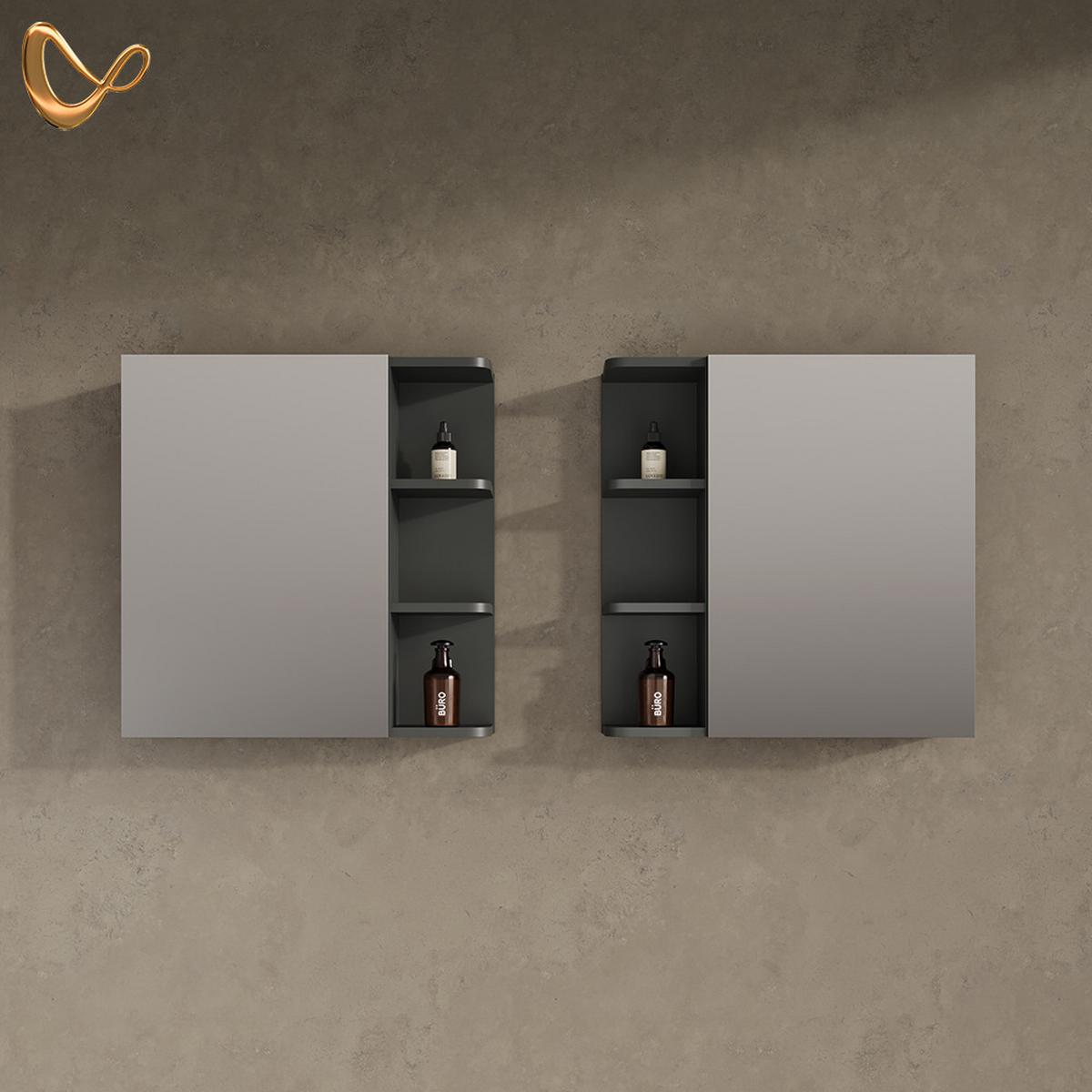 SPIEGELSCHRANK Fucino Anthrazit 62 x 64 cm - Anthrazit, Holzwerkstoff (62/64/20.8cm) - Livinity®