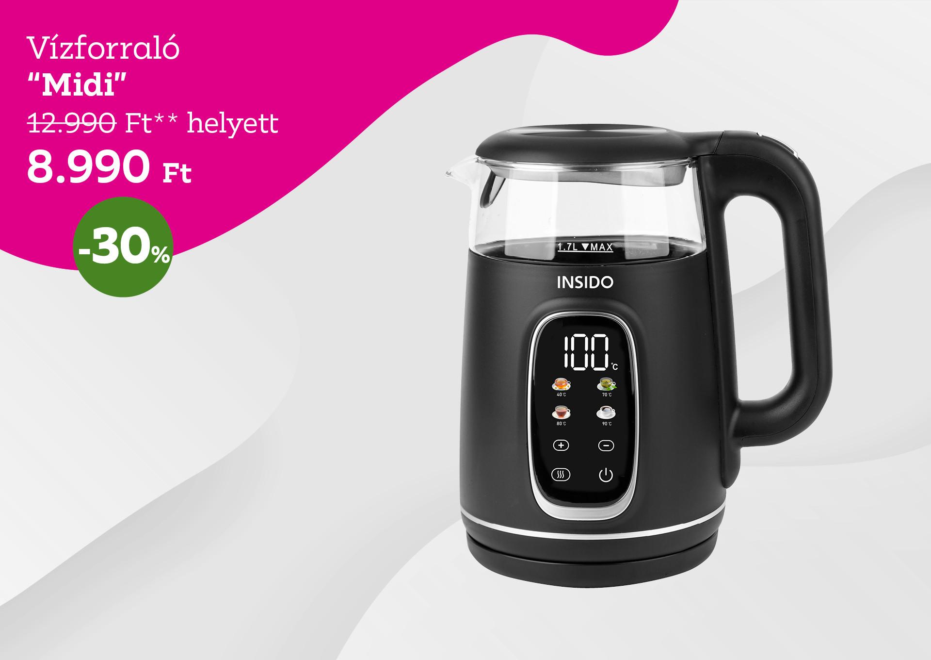Vízforraló MIDI 12990 Forint helyett 8990 Forint, kedvezmény mértéke 30%