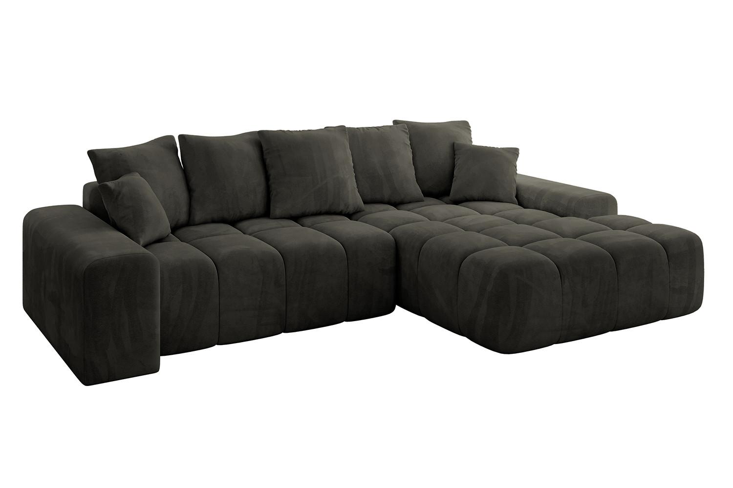 ECKSOFA Ottomane Rechts ENSI-L - 267x164x69 cm Schwarz - Schwarz, Holzwerkstoff/Kunststoff (164/267cm) - ALTDECOR