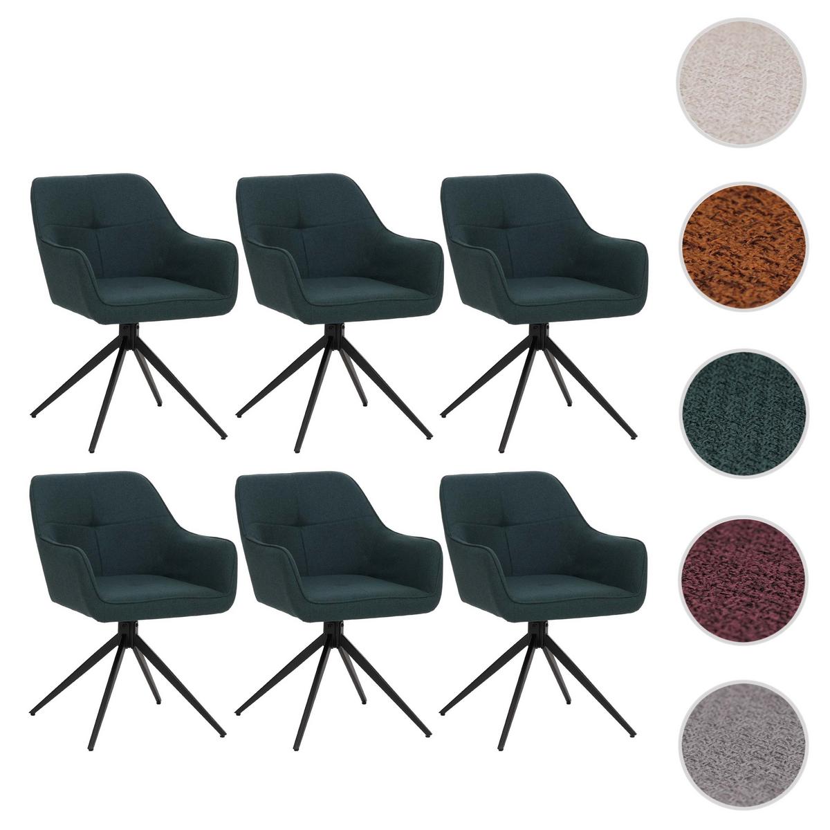 ESSZIMMERSTUHL Schwarz, Petrol 6er-Set - Petrol/Schwarz, Textil (53/80/59cm) - MCW