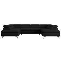 WOHNLANDSCHAFT PEDRO U Boucle Schwarz - Schwarz, Textil/Metall (346/76/208cm) - MKS