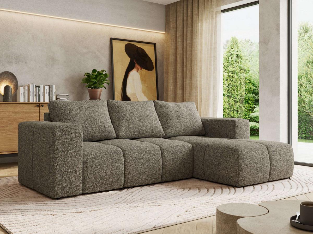 ECKSOFA MONIVA Grau Strukture - Rechts - Schwarz/Grau, Kunststoff/Textil (266/164cm) - MKS