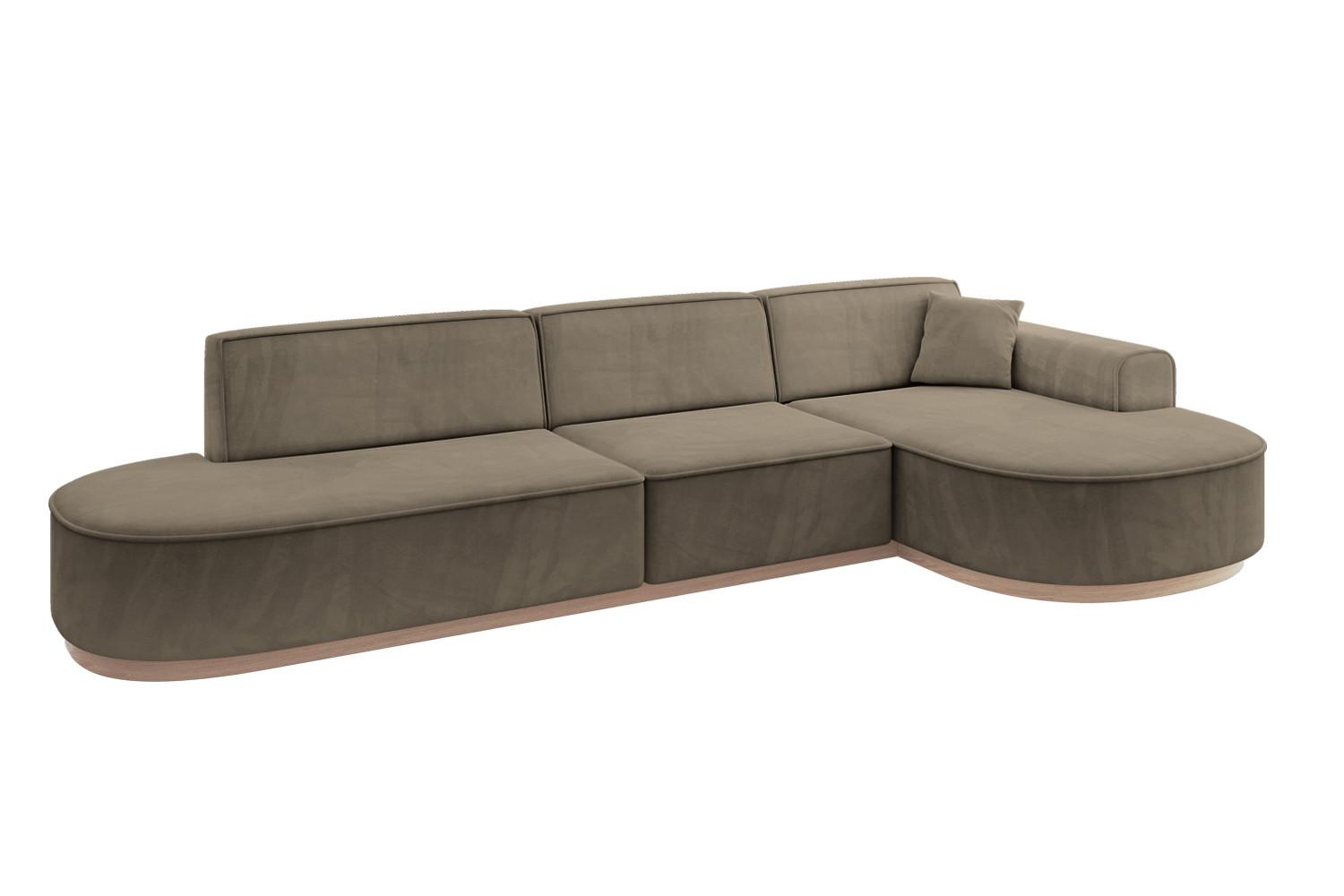 ECKSOFA Ottomane Rechts MARI-L2-v1 - 328x171x83 cm Dunkelbraun Velours - Dunkelbraun, Holzwerkstoff/Textil (171/328cm) - ALTDECOR