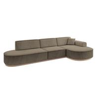 ECKSOFA Ottomane Rechts MARI-L2-v1 - 328x171x83 cm Dunkelbraun Velours - Dunkelbraun, Holzwerkstoff/Textil (171/328cm) - ALTDECOR