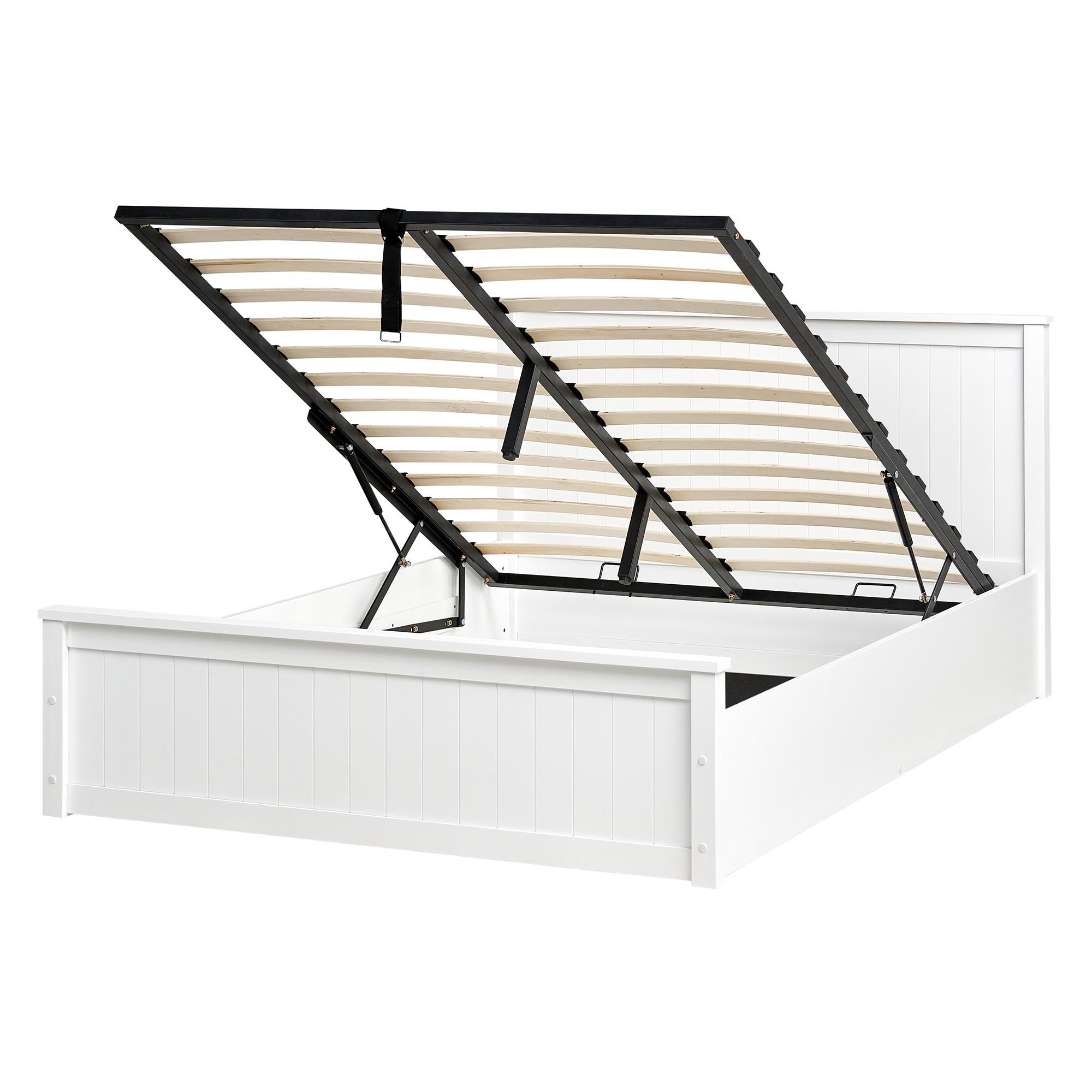 BETT mit Stauraum 140/200 Kiefernholz Weiß Lambres - Weiß, Holz (140/200cm) - Beliani