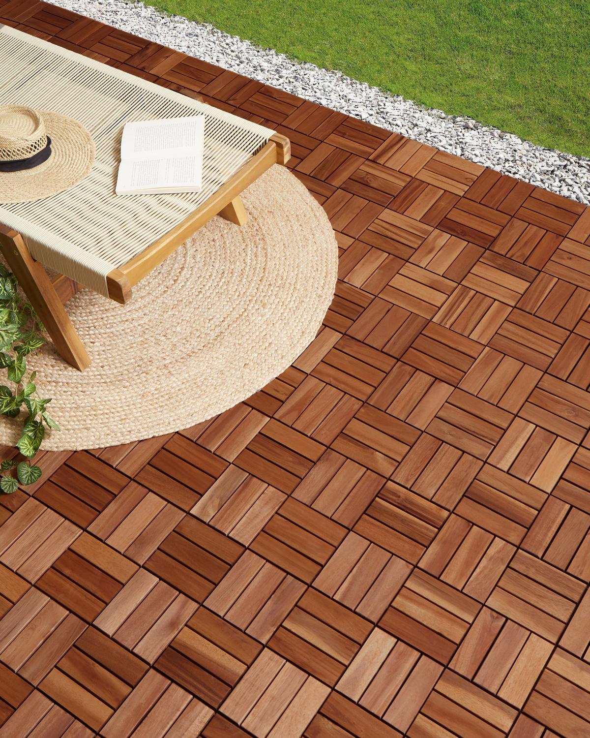 TERRASSENFLIESEN 10 Stück Braun Acerenza - Braun, Holz (30/30cm) - Beliani