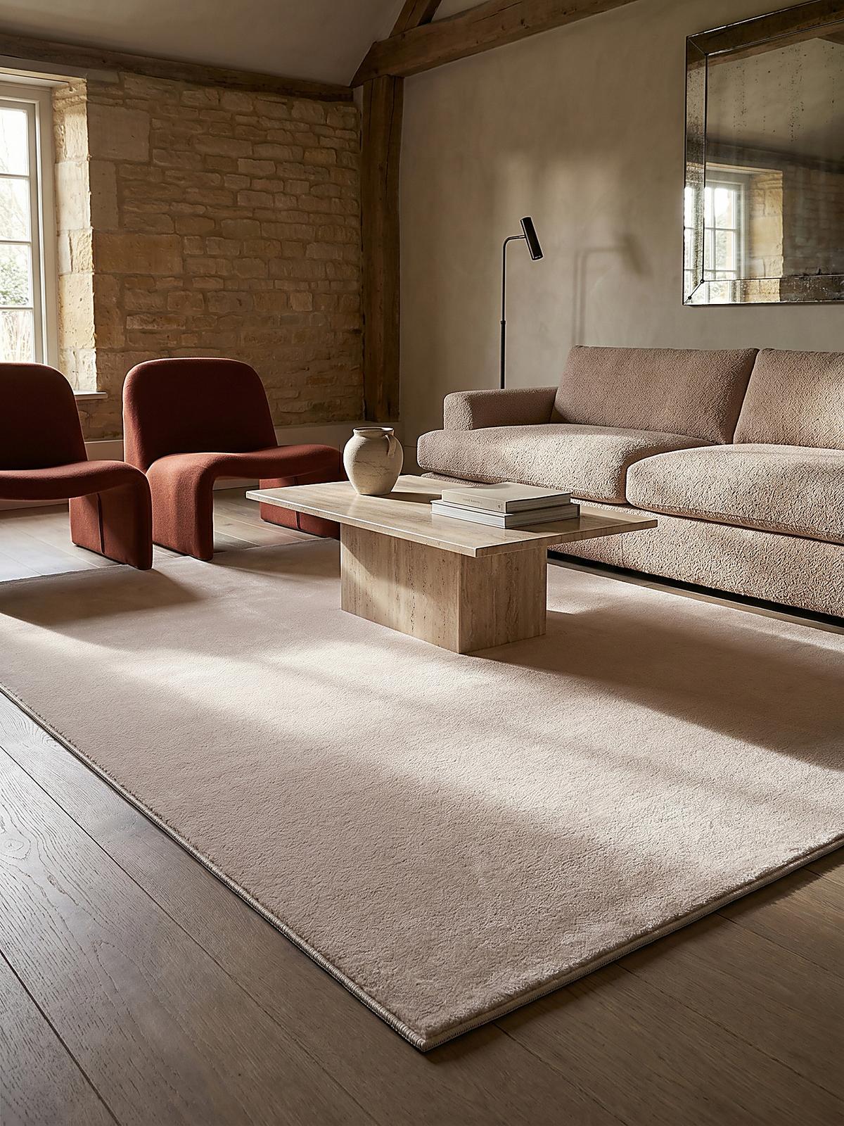 KURZFLORTEPPICH Antirutsch Uni DOUBS Polyester Beige 140 x 200 cm - Beige, Textil (140/200cm) - KADIMA DESIGN