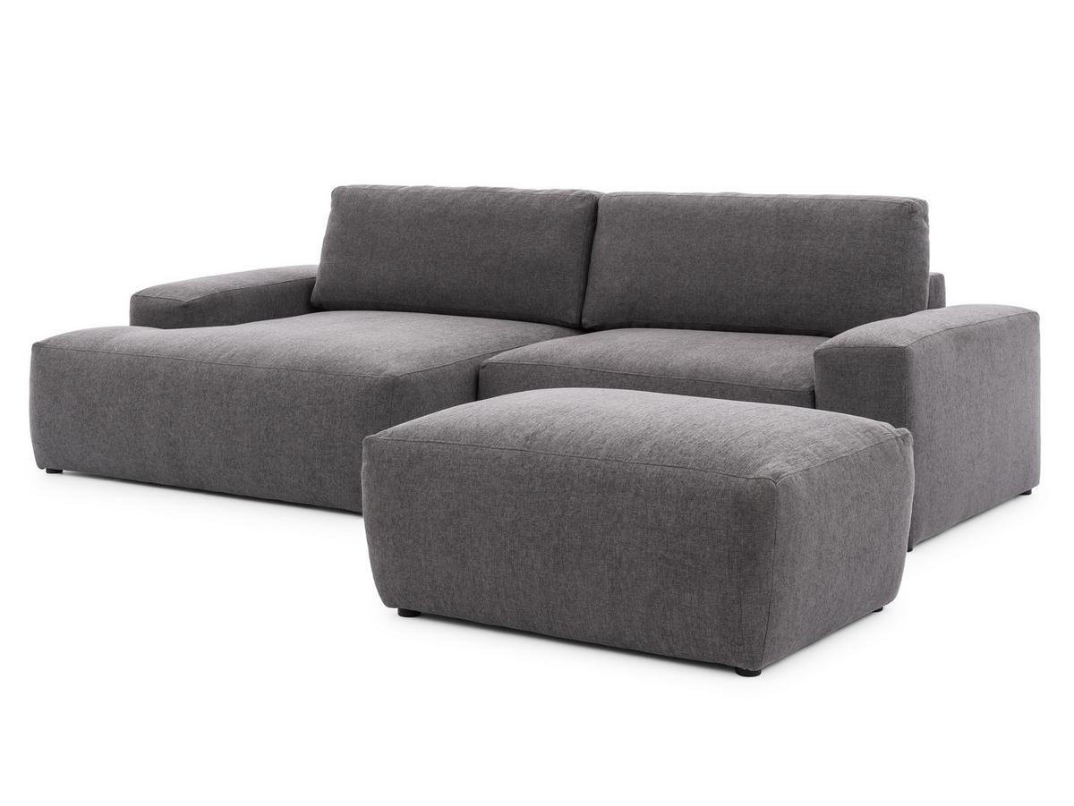 HOCKER Lennon aus Graphit Strukturstoff mit vielseitiger Nutzung - Graphitfarben/Schwarz, Holz/Kunststoff (102/42/76cm) - S-Style