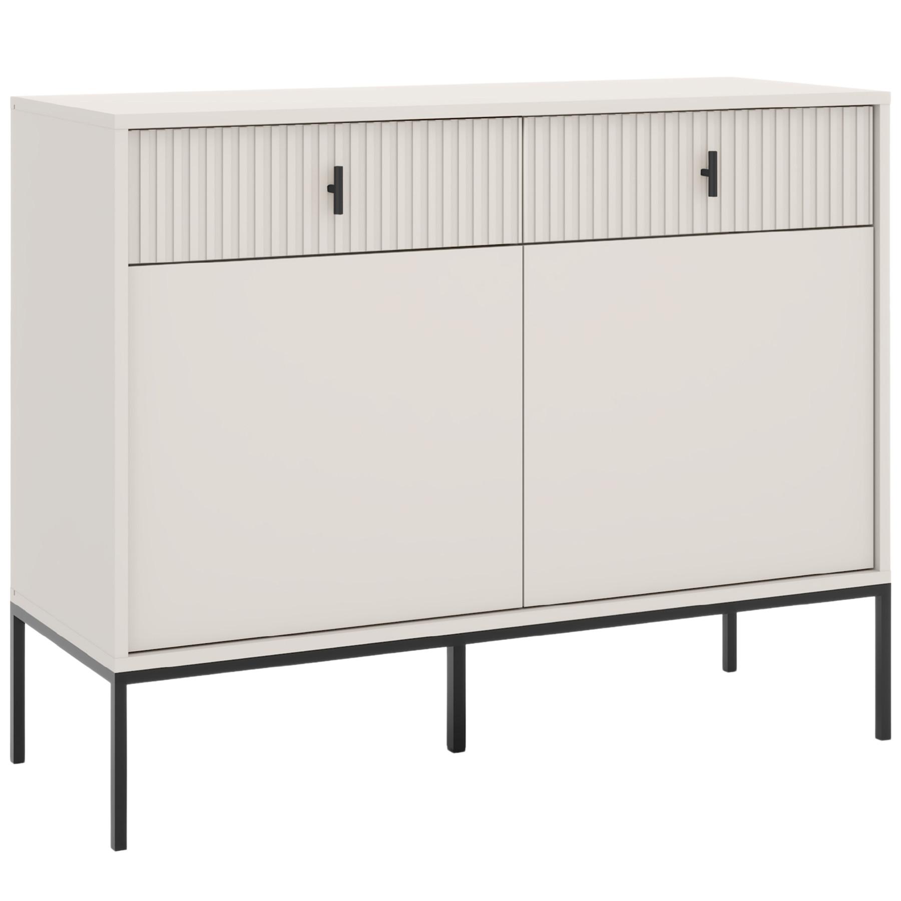 KOMMODE Marvello mit 2 Türen und 2 Schubladen, Kaschmir+Schwarz - Kaschmir/Schwarz, Holzwerkstoff/Metall (104/83/39cm) - Beautysofa