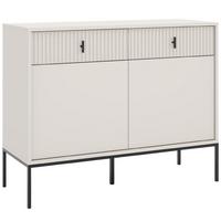 KOMMODE Marvello mit 2 Türen und 2 Schubladen, Kaschmir+Schwarz - Kaschmir/Schwarz, Holzwerkstoff/Metall (104/83/39cm) - Beautysofa