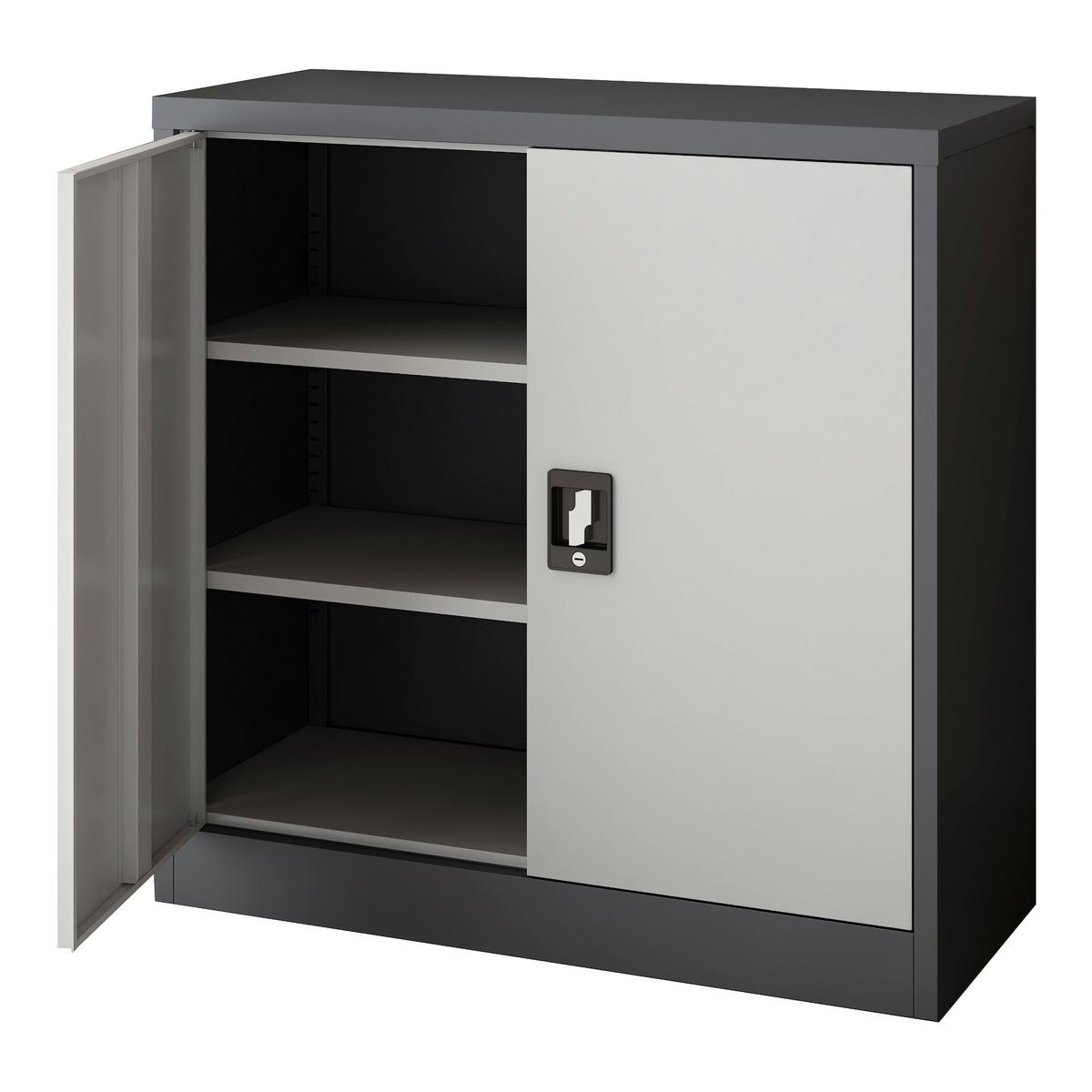 AKTENSCHRANK Molise - Grau, Metall (90/90/40cm) - [en.casa]