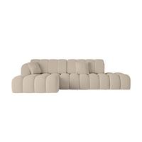 ECKSOFA mit Schlaffunktion Ottomane Links OLEA-L2 321x164x75 Dunkelbeige Bouclé - Hellbraun/Schwarz, Holzwerkstoff/Kunststoff (321/164cm) - ALTDECOR
