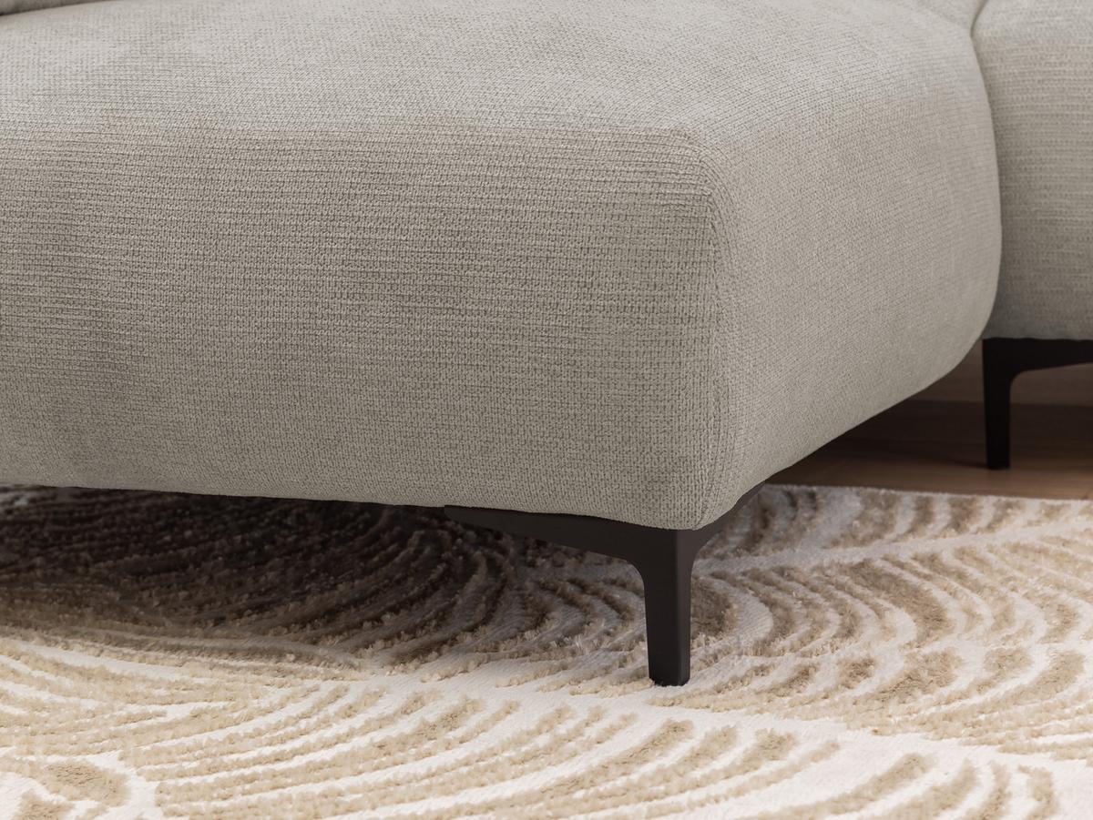 ECKSOFA Cardea in Bubble-Optik aus weichem Taupe Strukturstoff mit hohem Sitzkomfort - Ottomane links - Taupe/Schwarz, Holz/Textil (170/230cm) - S-Style