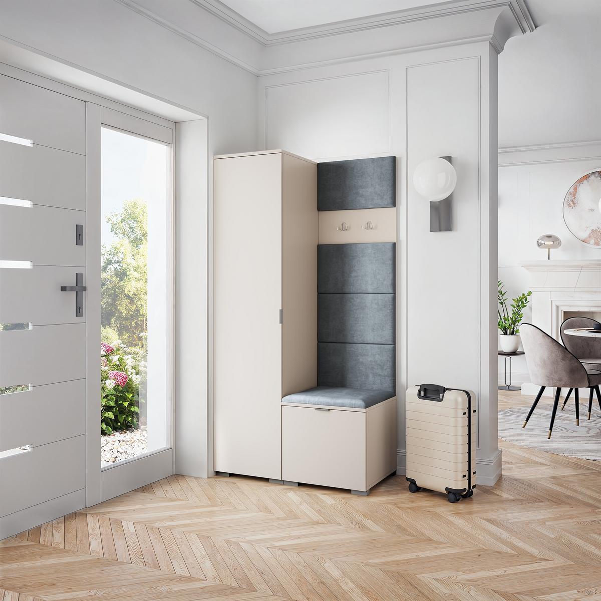 GARDEROBENSCHRANK LORI 95/181/51 cm Modern Garderobe-Set Kaschmir - Kaschmir/Grau, Holzwerkstoff (95/181/51cm) - MASSENO