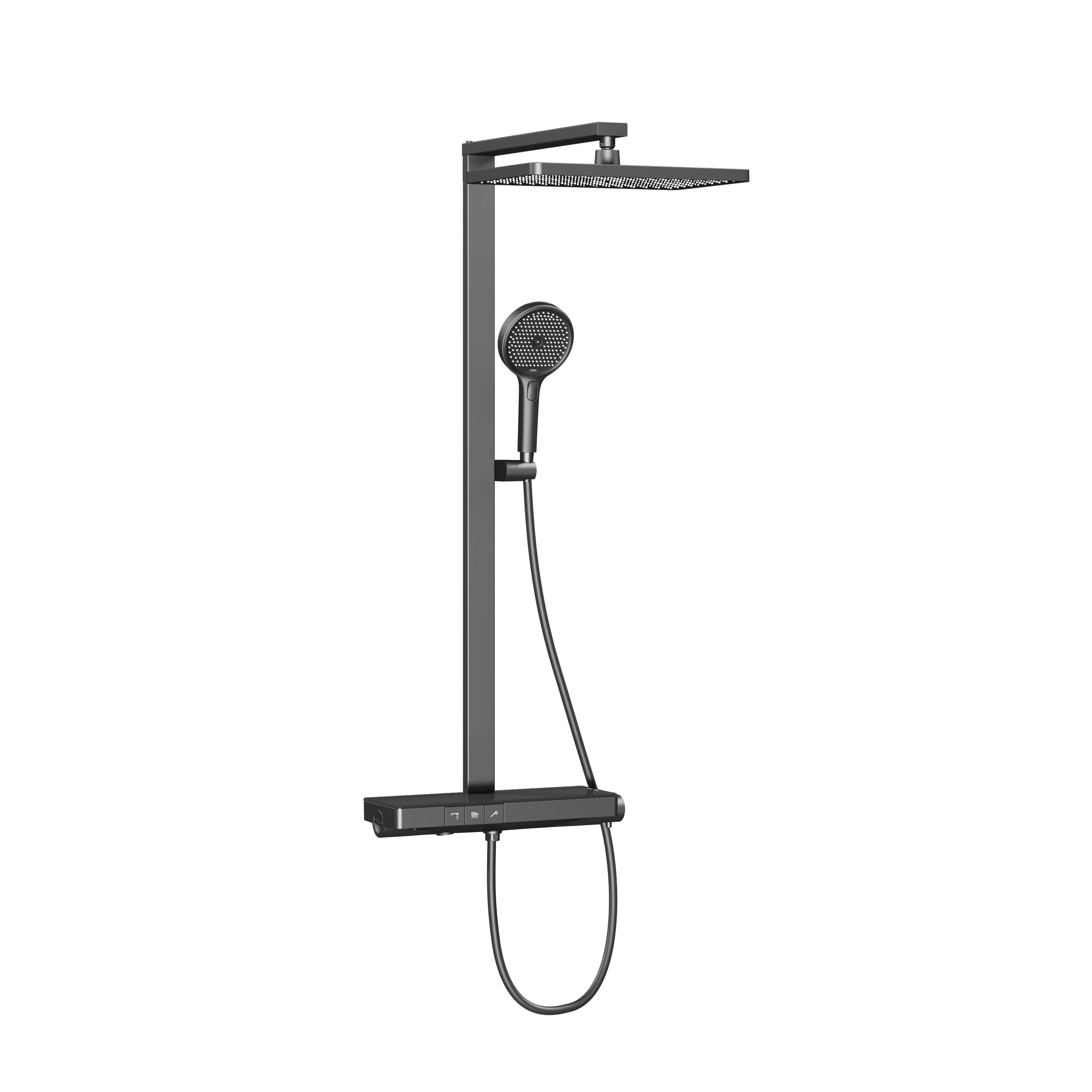 ÜBERKOPFBRAUSESET mit Thermostat 3 Auslässe Anthrazit 105/40,1/57,3 cm - Anthrazit, Metall (40/105/57cm) - EMKE