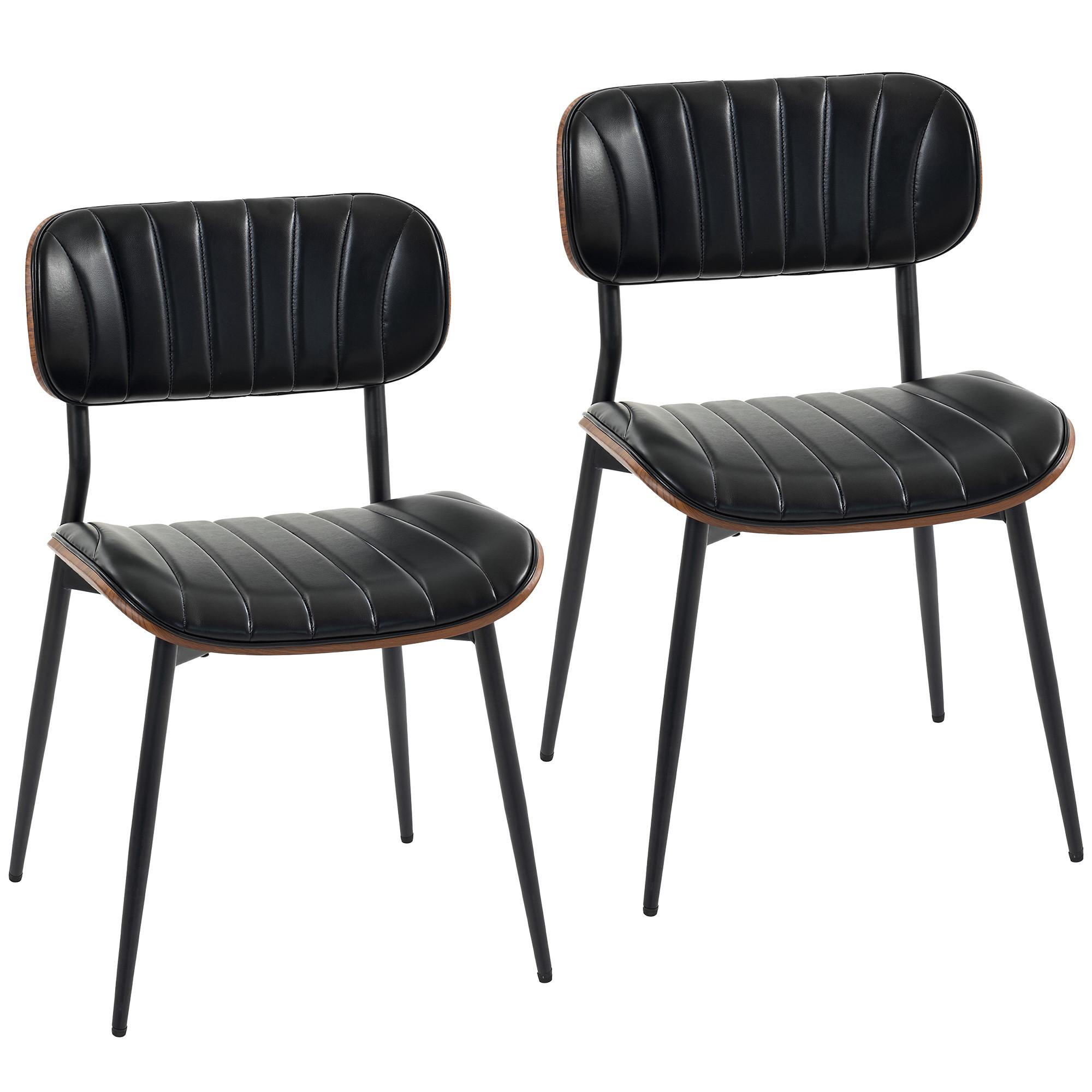 ESSZIMMERSTÜHLE 2er Set Kunstleder Formholz Schwarz - Schwarz, Leder/Holzwerkstoff (49.5/80/49.5cm) - HOMCOM