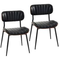 ESSZIMMERSTÜHLE 2er Set Kunstleder Formholz Schwarz - Schwarz, Leder/Holzwerkstoff (49.5/80/49.5cm) - HOMCOM